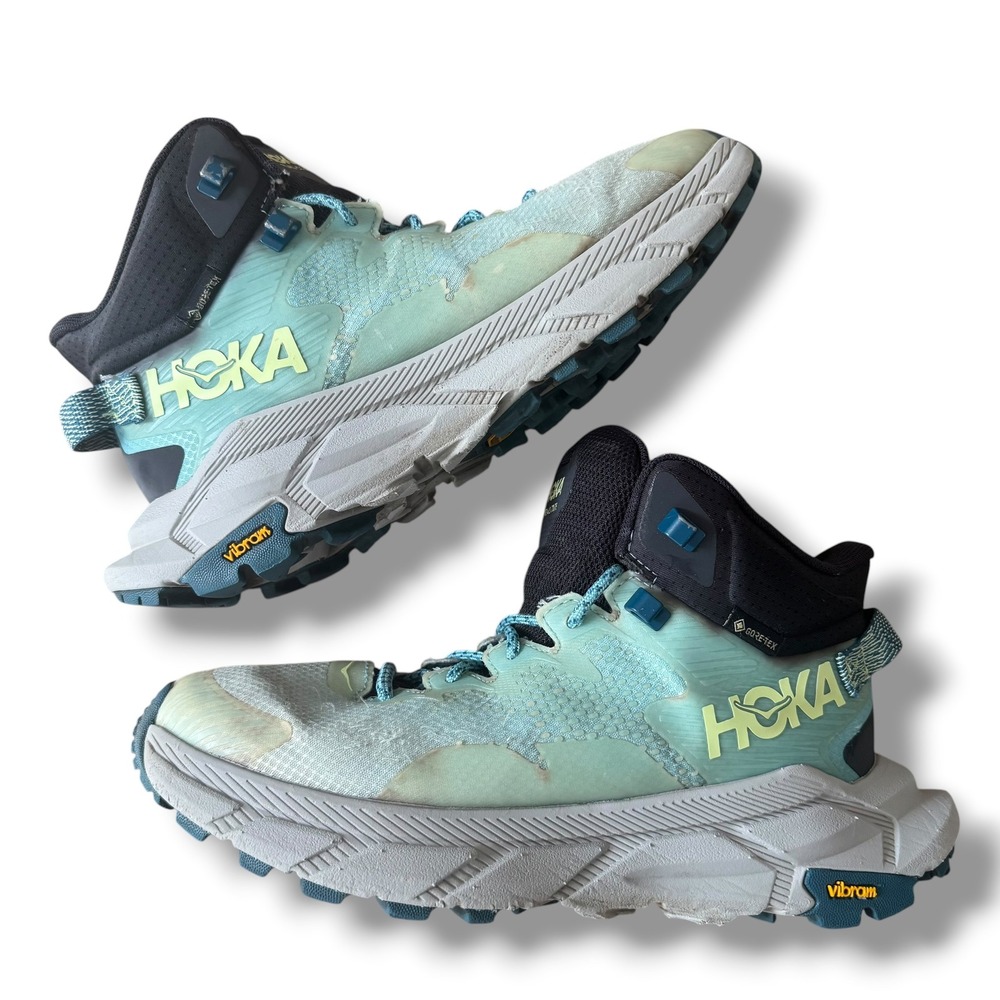 Hoka Trail Code GTX Womens Blue‎ Hiking Boots Gore-Tex Vibram 1123166 Size 7.5